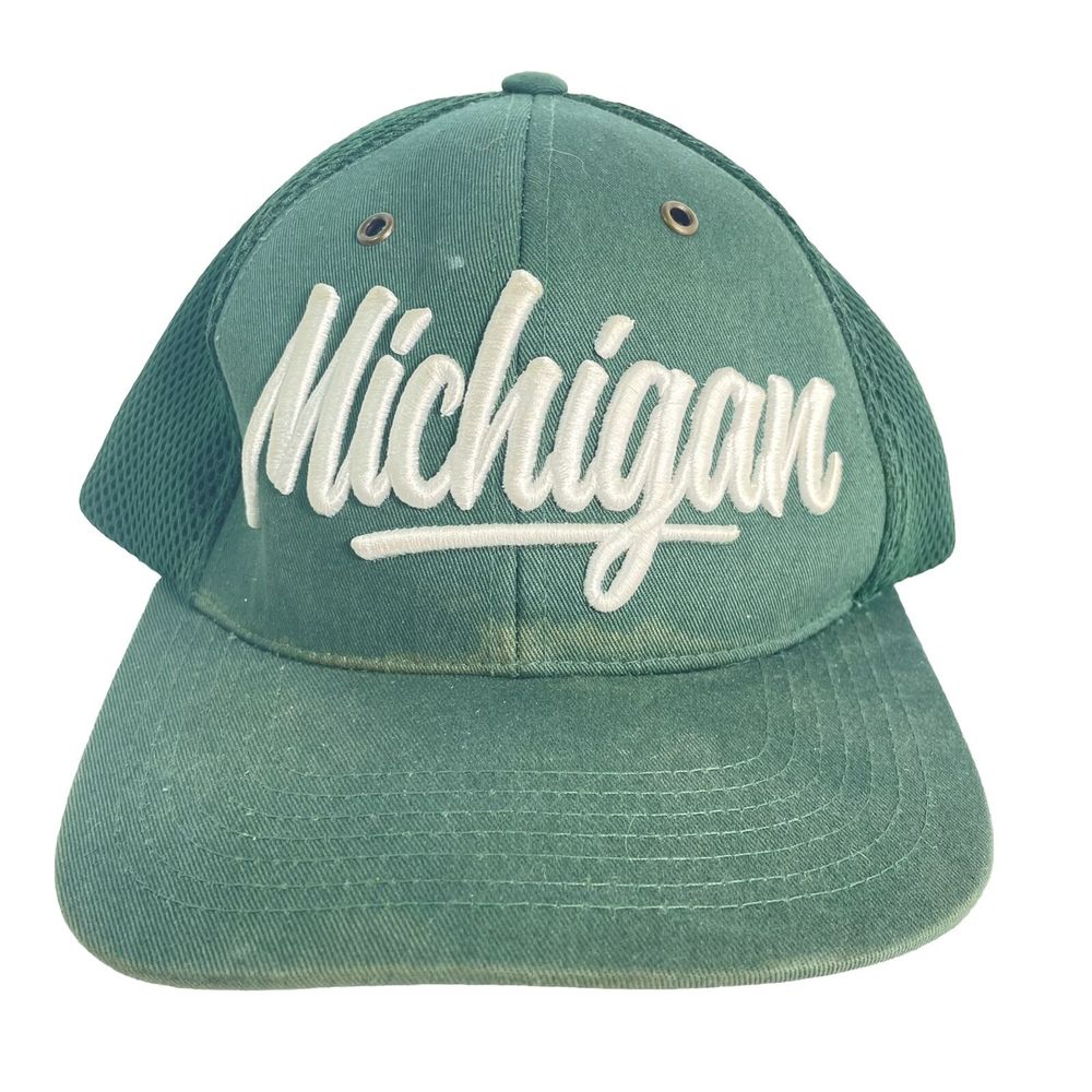 Green Michigan Pit bull SnapBack Hat Cat One Size Fits All